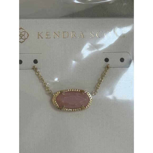 NWT $60 Kendra Scott Elisa Gold Pendant Necklace in Rose Quartz - Picture 6 of 7